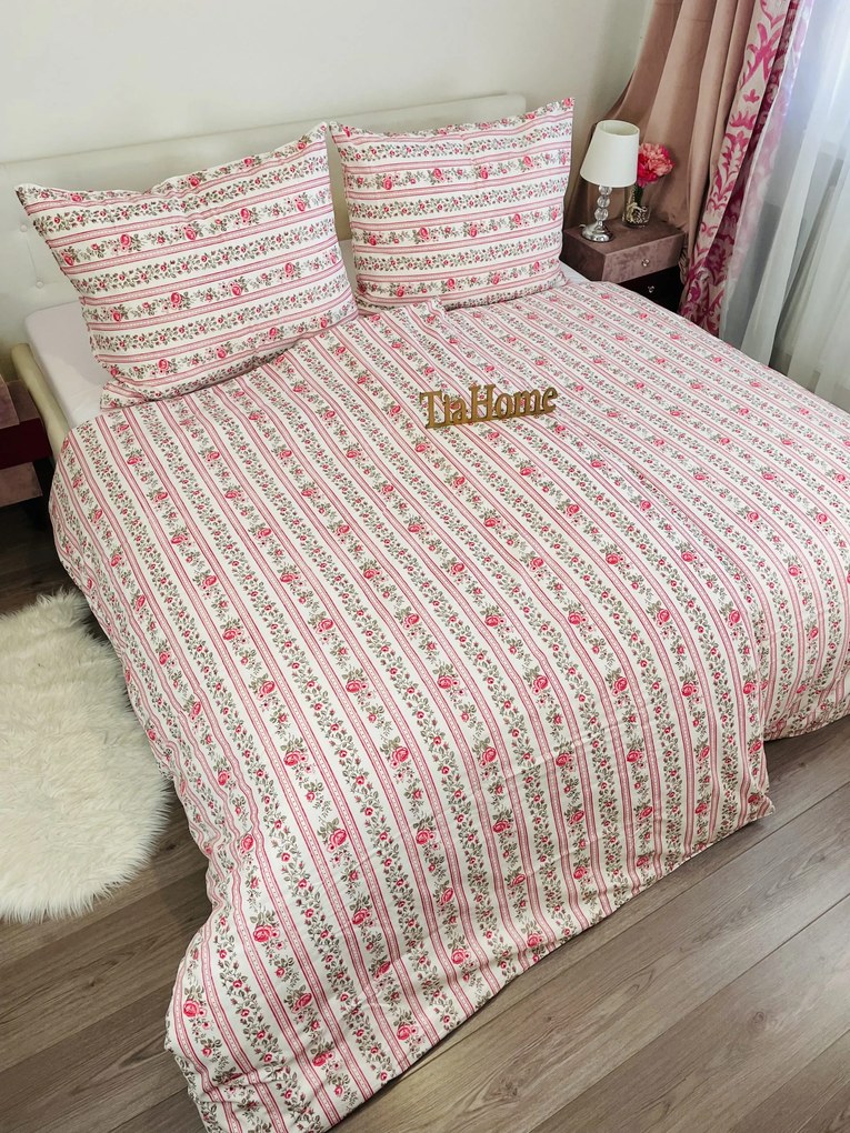 Falu rózsaszín pamut ágyneműhuzat TiaHome - 1x Párna 90x70cm, 1x Paplan 140x200cm