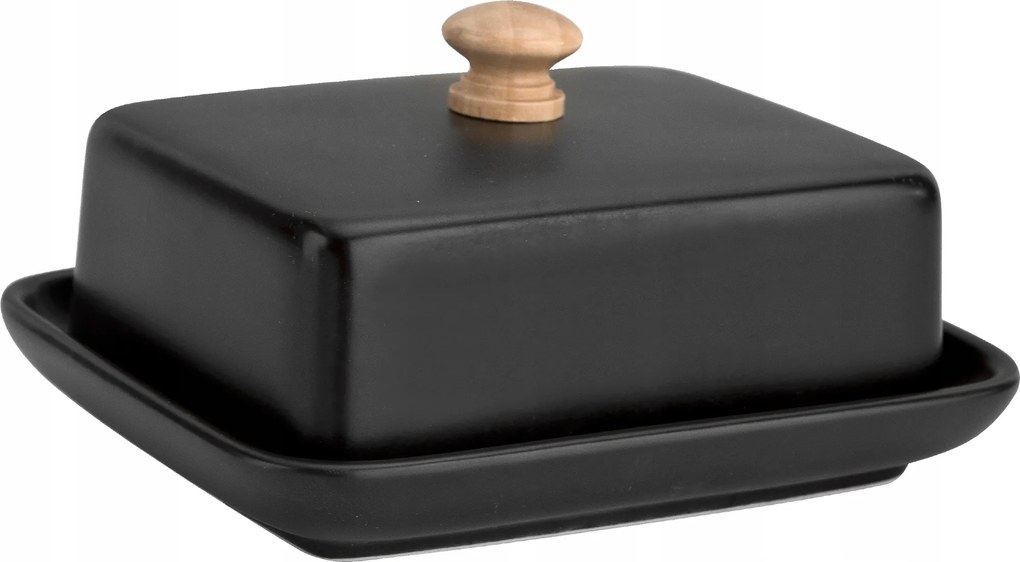 Bona porcelán vajtartó, fekete