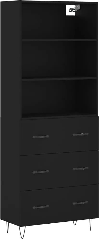 vidaXL fekete szerelt fa magasszekrény 69,5 x 34 x 180 cm