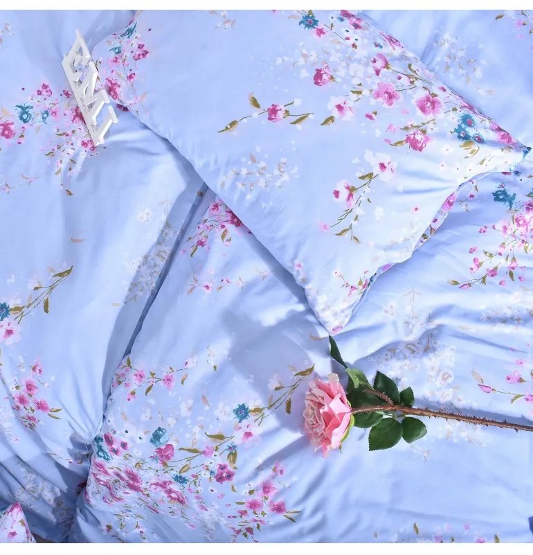 EMI Stela kék pamut ágyneműhuzat, A standard egyszemélyes ágy szett tartalma: 1x 140x200 + 1x 70x90