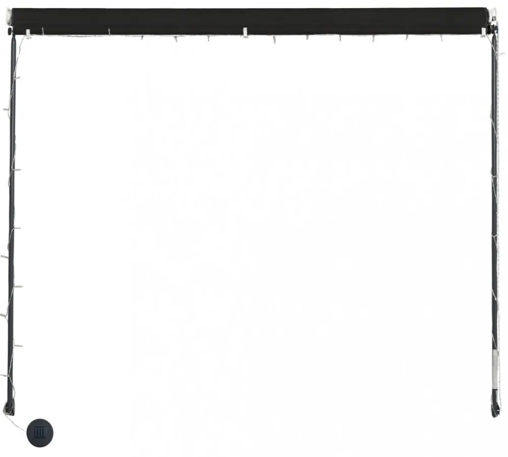 feltekerhető antracitszürke napellenző LED-del 250 x 150 cm