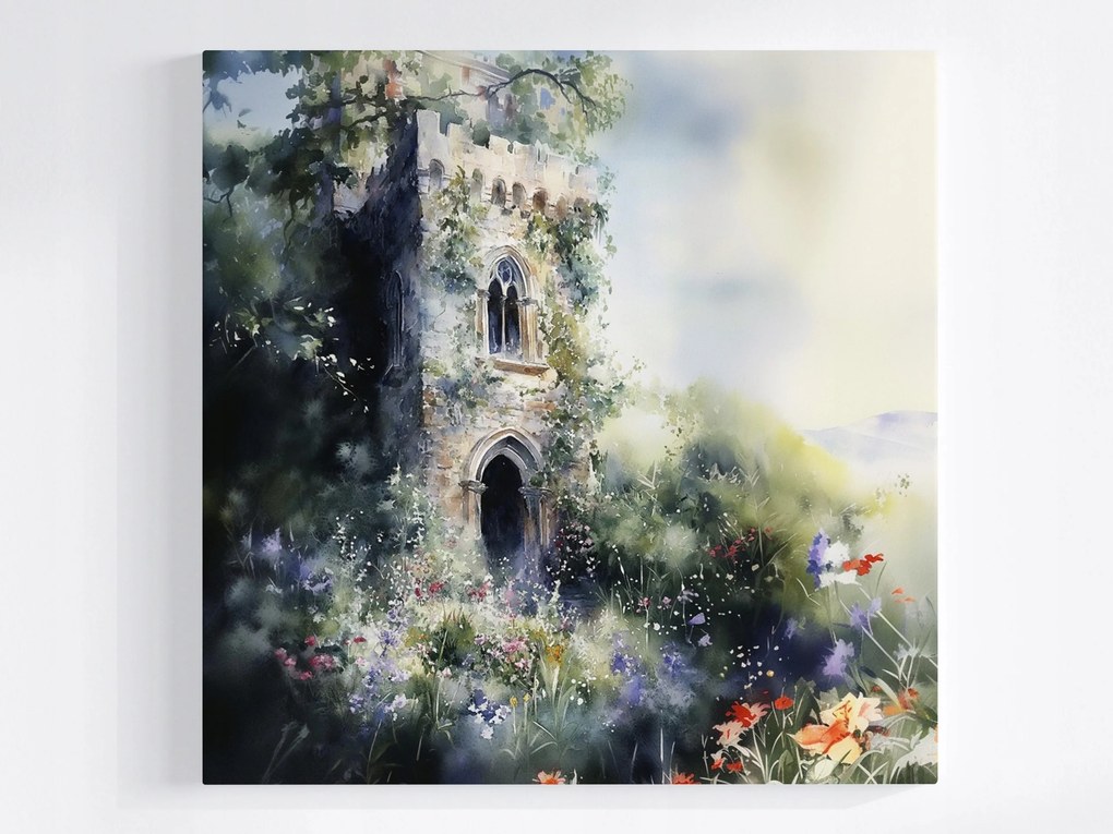 Poszter Rejtélyes Kastély Torony Romok Kert Virágok 80x80