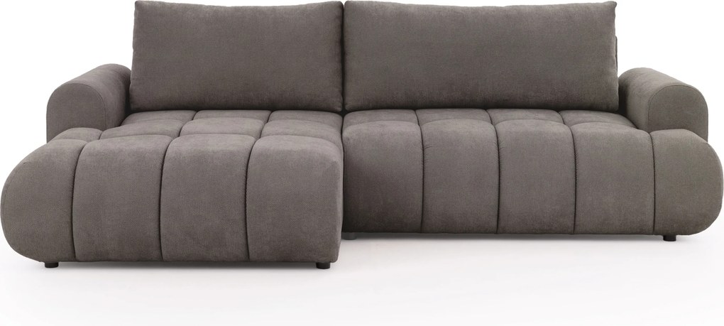 Lutario Mini bal oldali sarokkanapé ágyneműfunkcióval - szürkésbarna Venice 2022 vízlepergető szövet