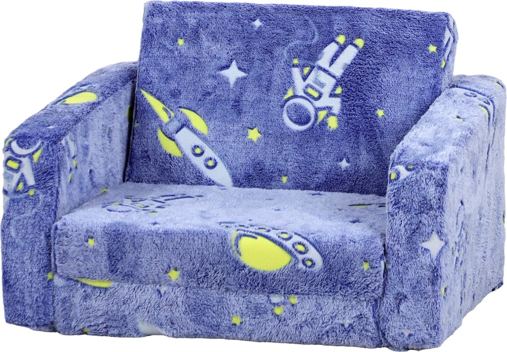 AIYAPLAY Összecsukható Gyermek Fotelj, Gyerekeknek Dönthető Kanapé 2 az 1-ben Babák Számára, Fénylő Szövet Borítással, Mosógépben Mosható Párna és Huz