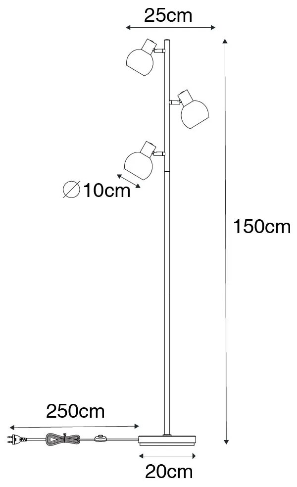 Art Deco állólámpa arany zöld üveggel 3-lámpás - Vidro