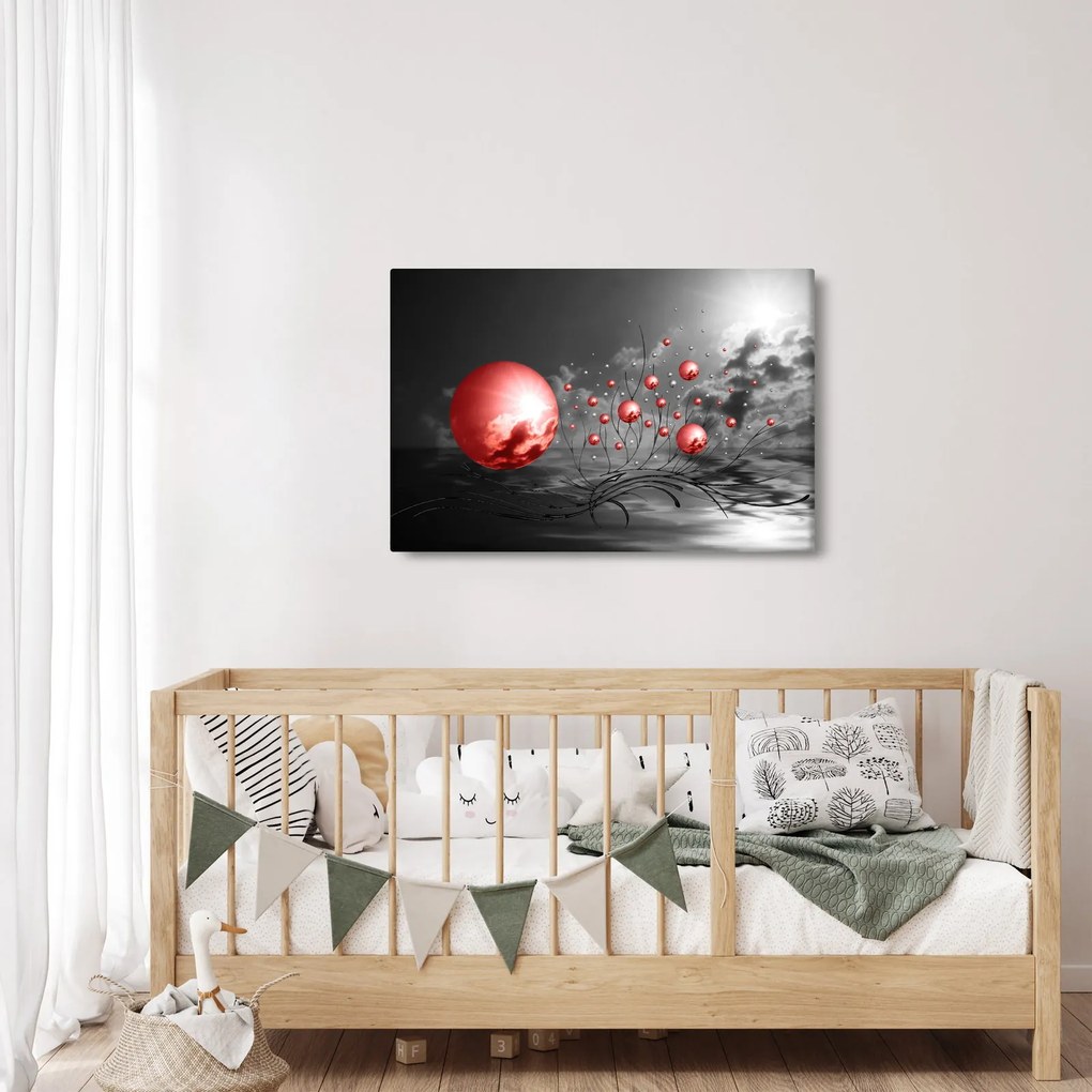 Piros gömbök képe (90x60 cm)