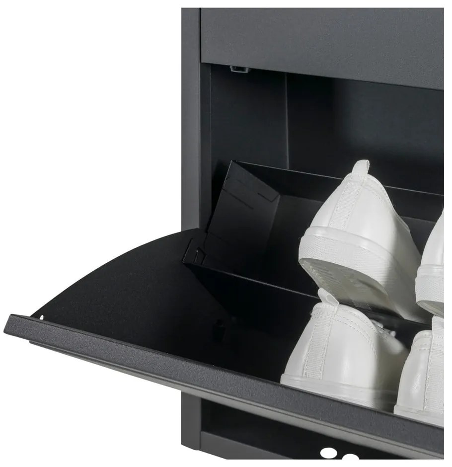 Fekete fém billenő ajtós cipőtartó 75x77,5x22,5 cm Billy – Spinder Design