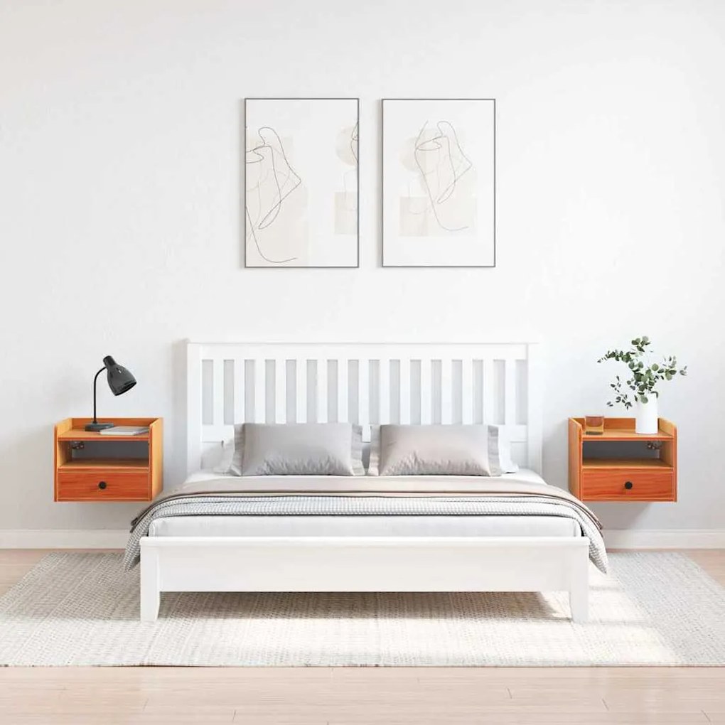 Éjjeli asztal 2 pcs Viaszbarna 38 x 36 x 29.5 cm Tömör fenyőfa