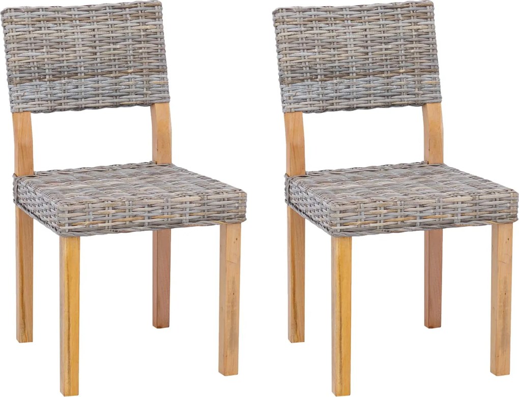 vidaXL Étkezőszék 2 pcs Kubu Szürke 46 x 55 x 84 cm Kubu rattán