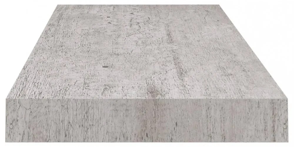 2 db betonszürke MDF lebegő fali polc 60 x 23,5 x 3,8 cm