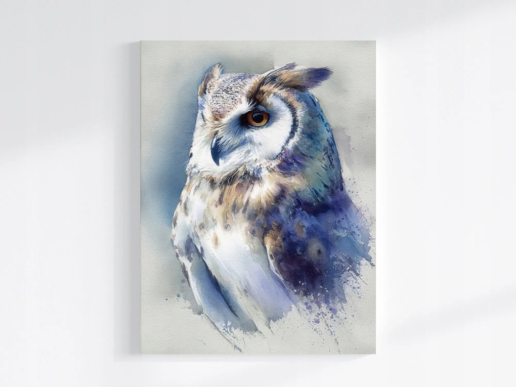 Vászonkép Canvas Akvarell Természet Portré Madár Bagoly Micimackó 75x100