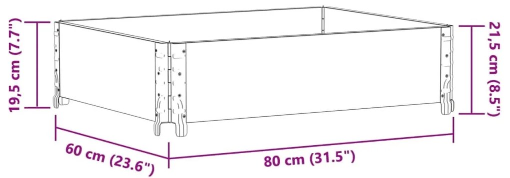 vidaXL fekete tömör fenyőfa kerti növénytartó 80 x 60 cm