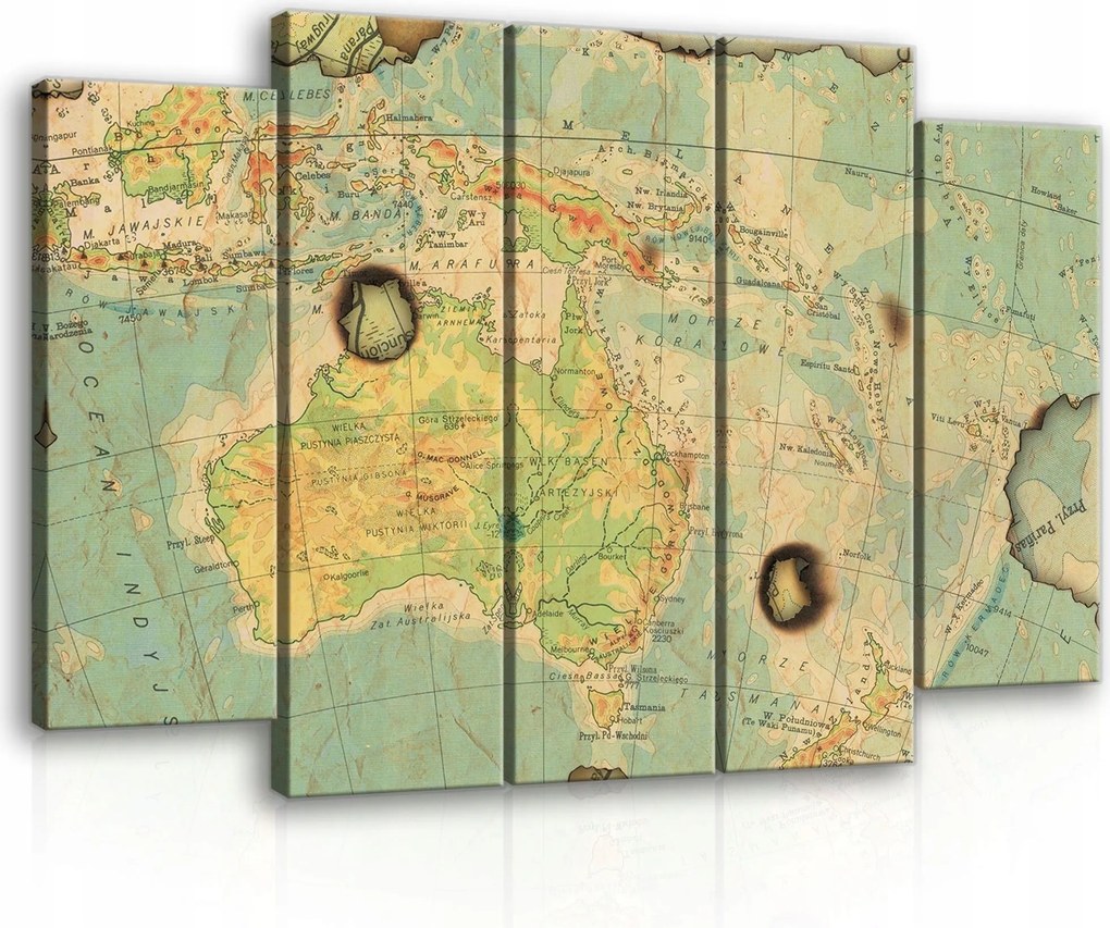 Vászonkép 150x100 Régi vintage térkép Ausztrália India utazás történelem antik