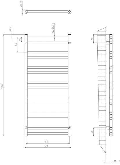 Sapho - Fürdőszobai törölközőszárító radiátor METRO DOS 343W/230V 50x110 cm fényes króm
