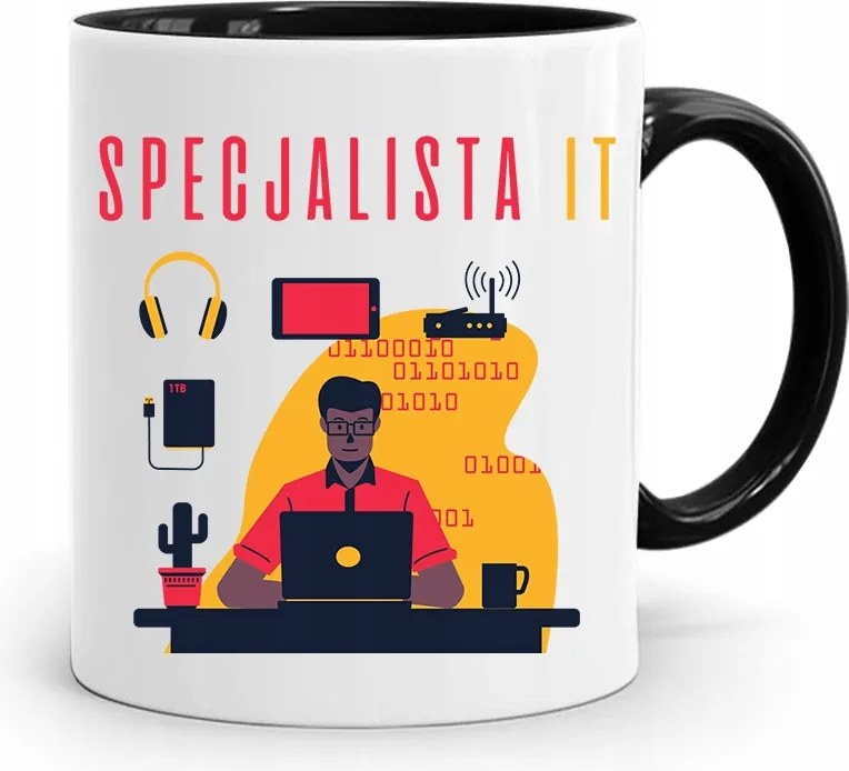 Bögre Fekete Informatika Programozó Szakember nyomtatott fényképpel