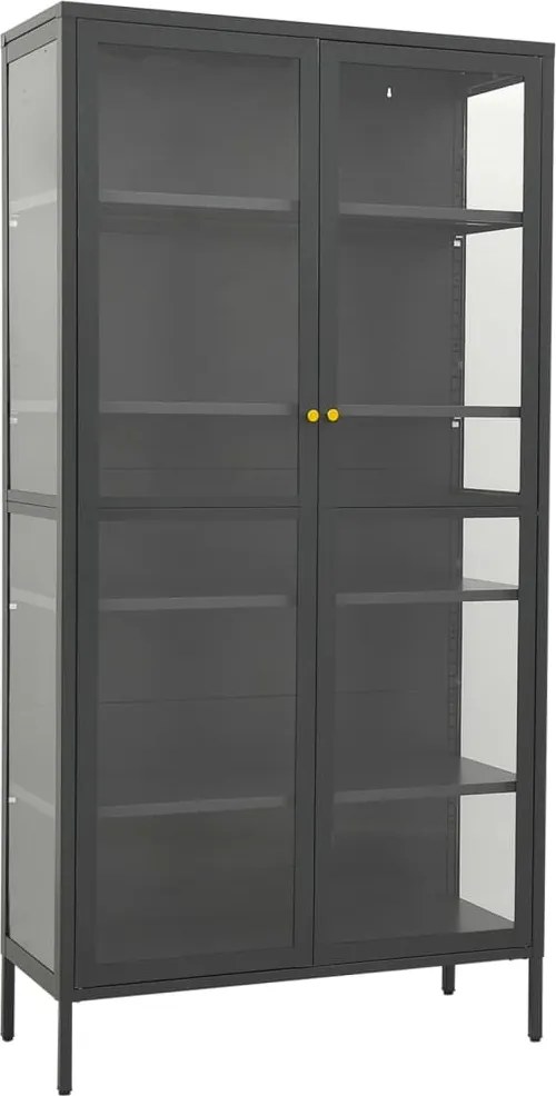vidaXL antracitszürke acél és edzett üveg vitrin 90 x 40 x 180 cm