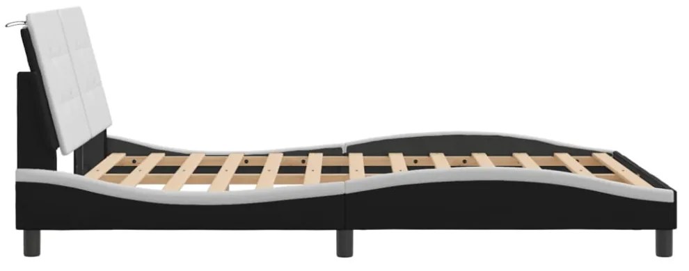 fekete és fehér műbőr ágykeret matrac nélkül Zadar 140x190 cm