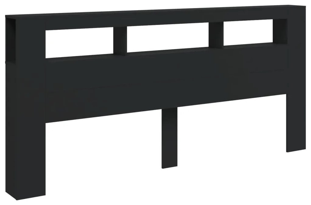 fekete szerelt fa LED-es fejtámla 220x18,5x103,5 cm