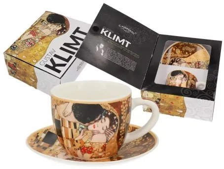Porceláncsésze+alj, 80ml, Klimt:The Kiss