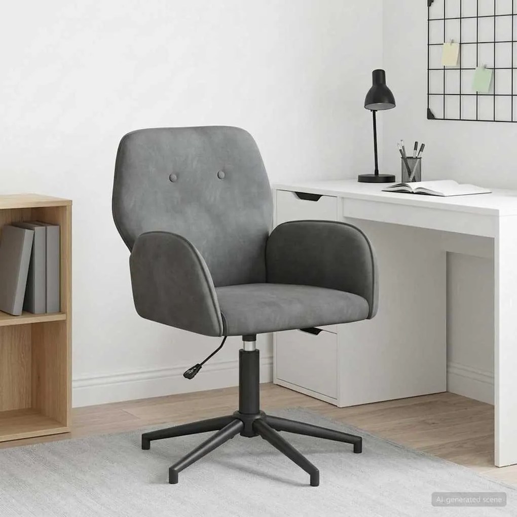 vidaXL forgatható íróasztali szék 54 x 55 x 90 cm Sötétszürke Bársony