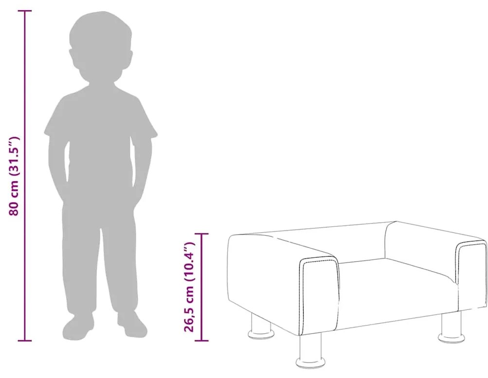 krémszínű bársony gyerekkanapé 50 x 45 x 26,5 cm