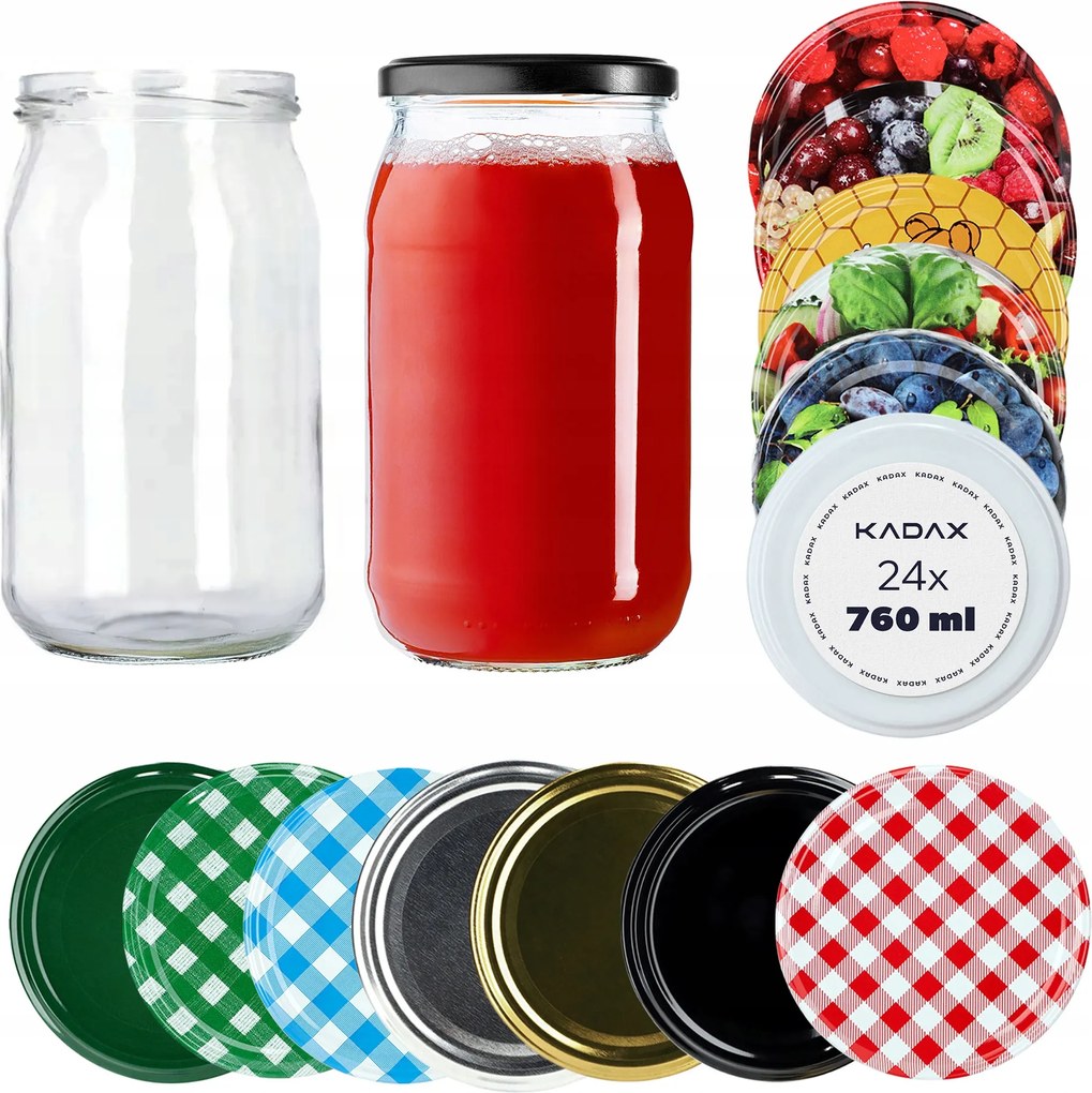 24x Üveg Tároló 760ml Méz Uborka Fedél FI82