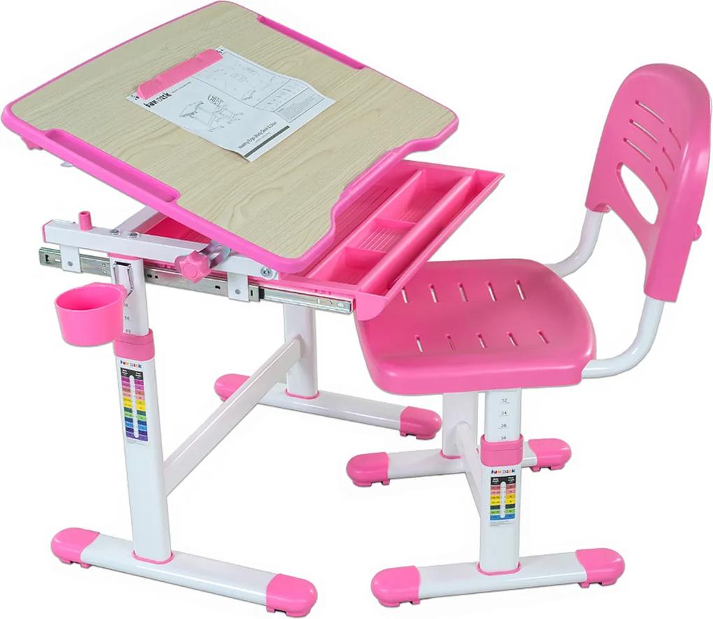 Gyerek íróasztal + szék BAMBINO - különböző színek rózsaszín