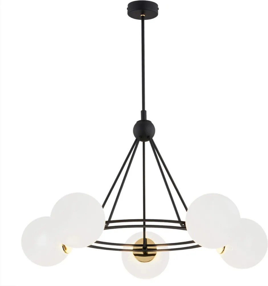 ARGON 2119 AMALFI Modern Csillár Fekete, Sárgaréz, Opál Szőnyeg E27 IP20