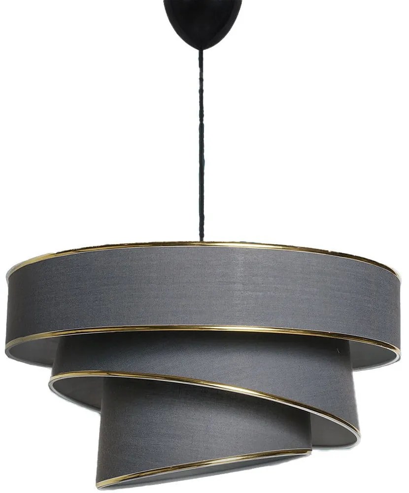 Antracitszürke-aranyszínű függőlámpa textil búrával ø 40 cm Couper – Opviq lights