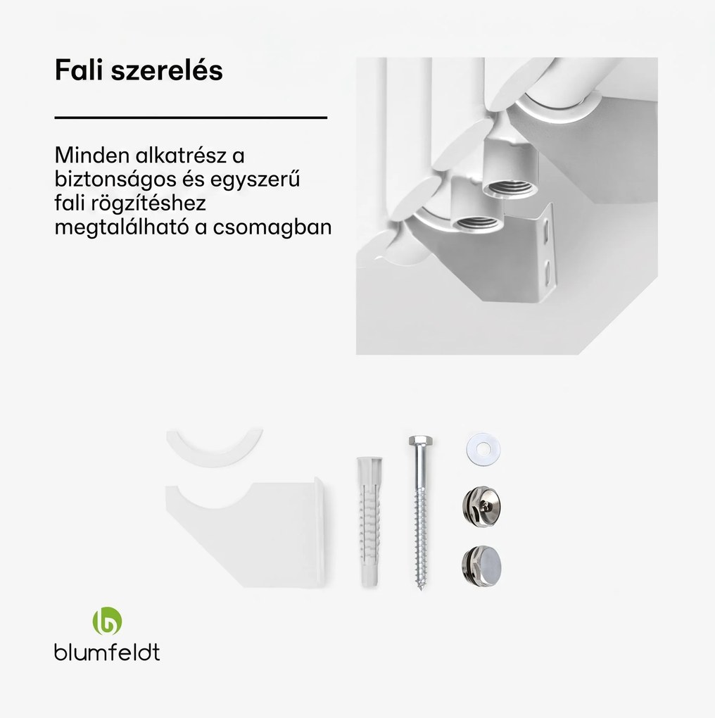 Blumfeldt Tallheo, 41 x 160, radiátor, fürdőszoba radiátor, csőradiátor, 1472 W, melegvizes, 1/2