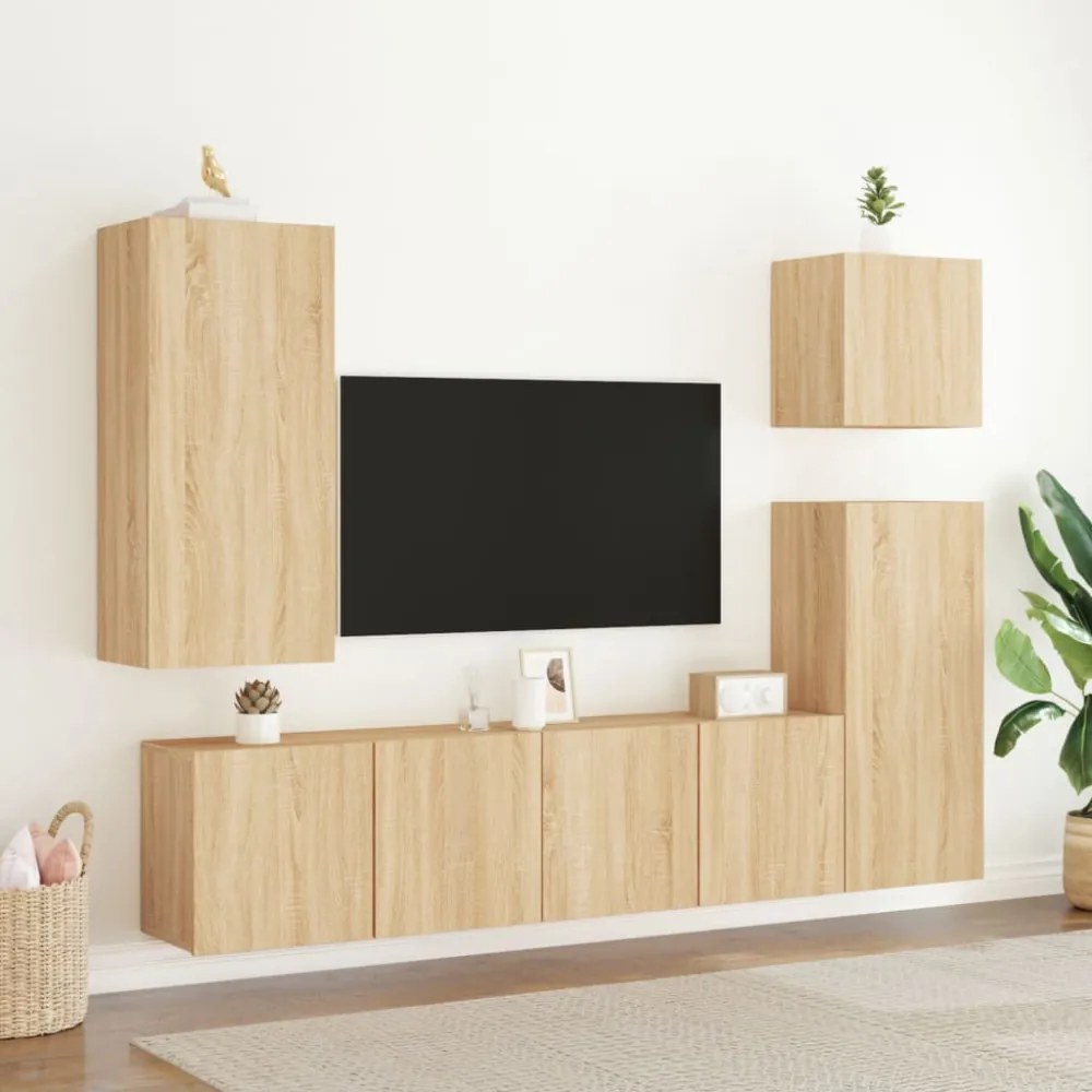 2 db sonoma tölgy színű fali TV-szekrény 80 x 30 x 41 cm