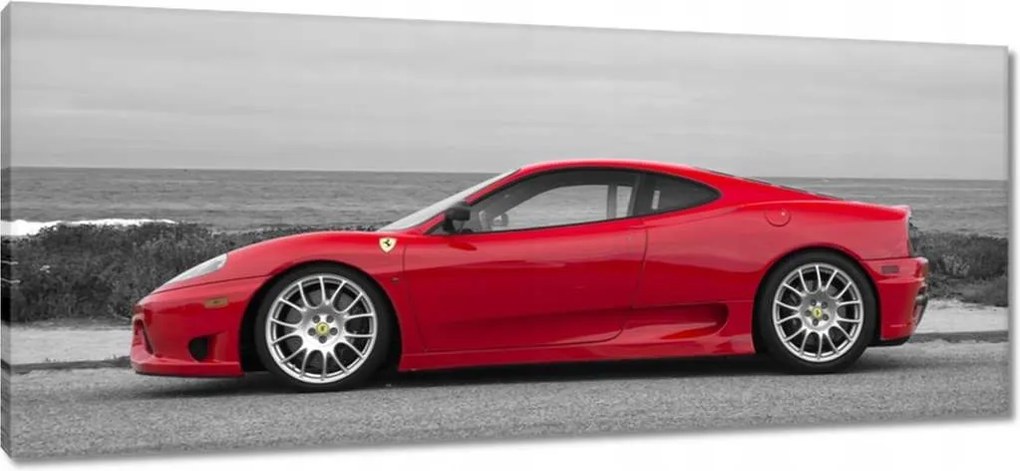 Vászonkép 100x40 Piros Ferrari a tengerparton