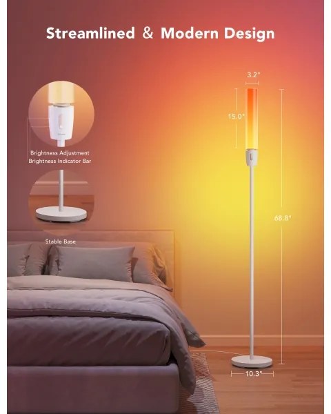 Govee - LED Dimmelhető állólámpa CYLINDER SMART RGBICWW 2200-6500K
