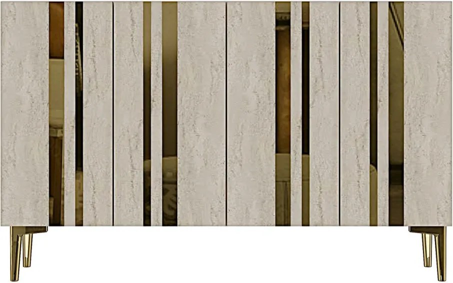 Mia komód, fehér-travertin, 120 cm – TR555CHM1518