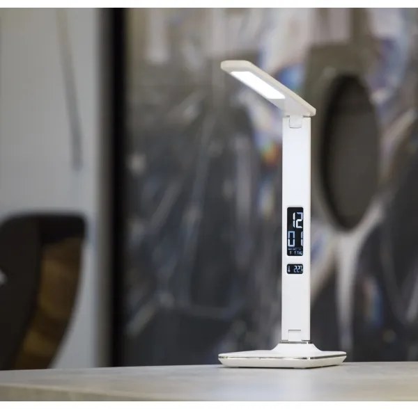 Immax 08934L - LED Asztali lámpa kijelzővel KINGFISHER LED/9W/230V fehér