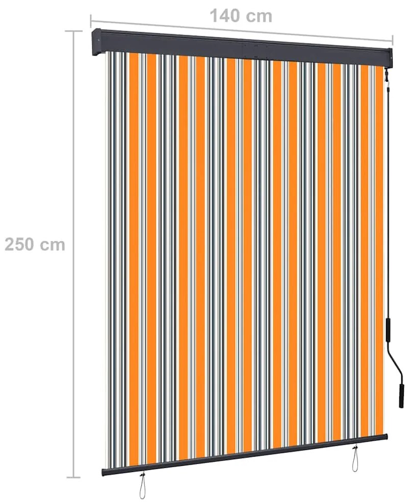 sárga és kék kültéri roló 140 x 250 cm