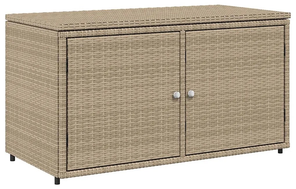 bézs polyrattan kerti tárolószekrény 110 x 55 x 60,5 cm