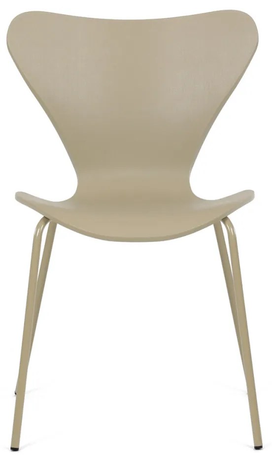 Scaun de sufragerie, plastic cappuccino, baza metalică cu patru picioare