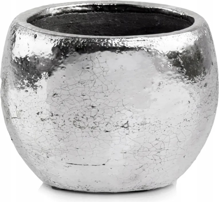 Kerámia kaspó gömb alakú fedél 16cm Ezüst