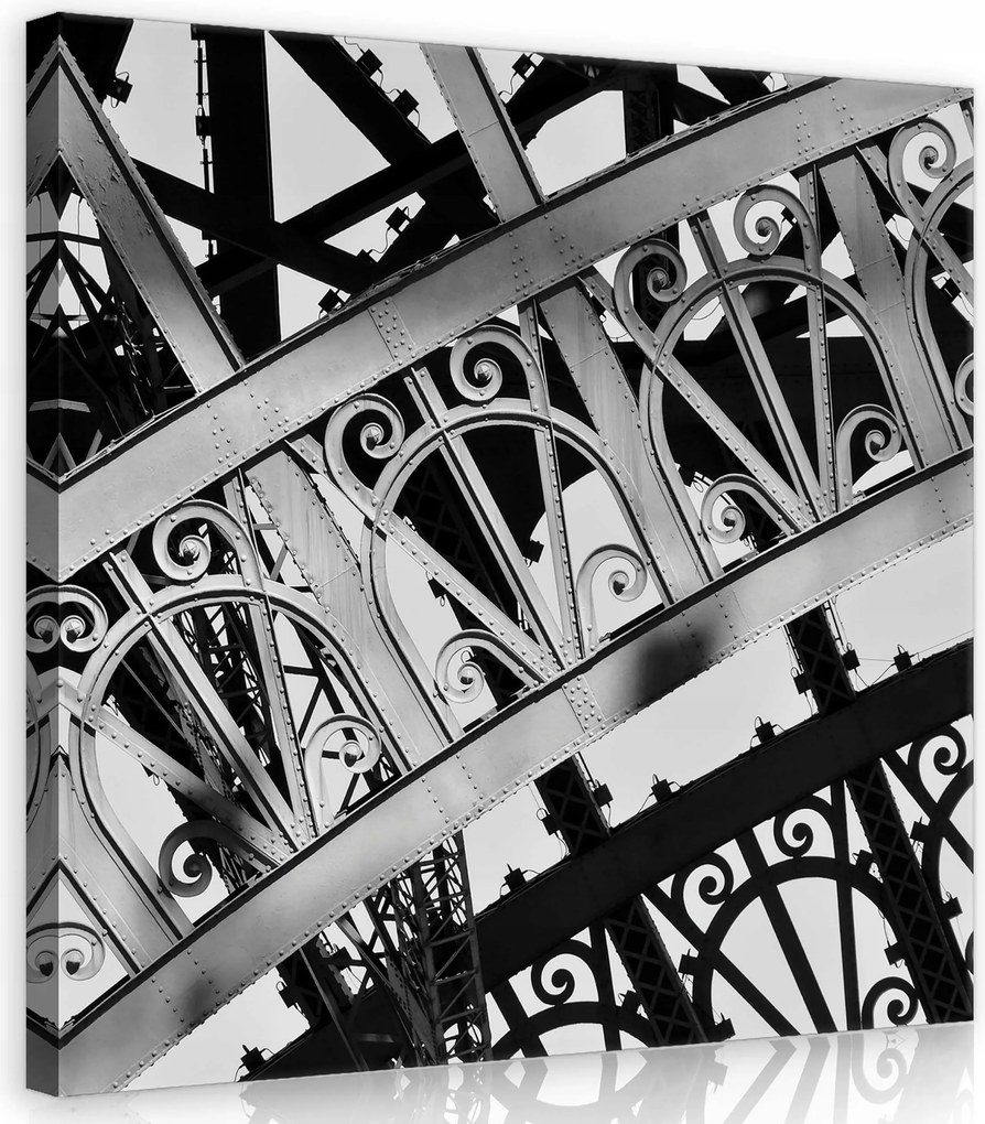 Vászonkép 40x40 Eiffel-torony fém szerkezet fekete-fehér áttört geometria