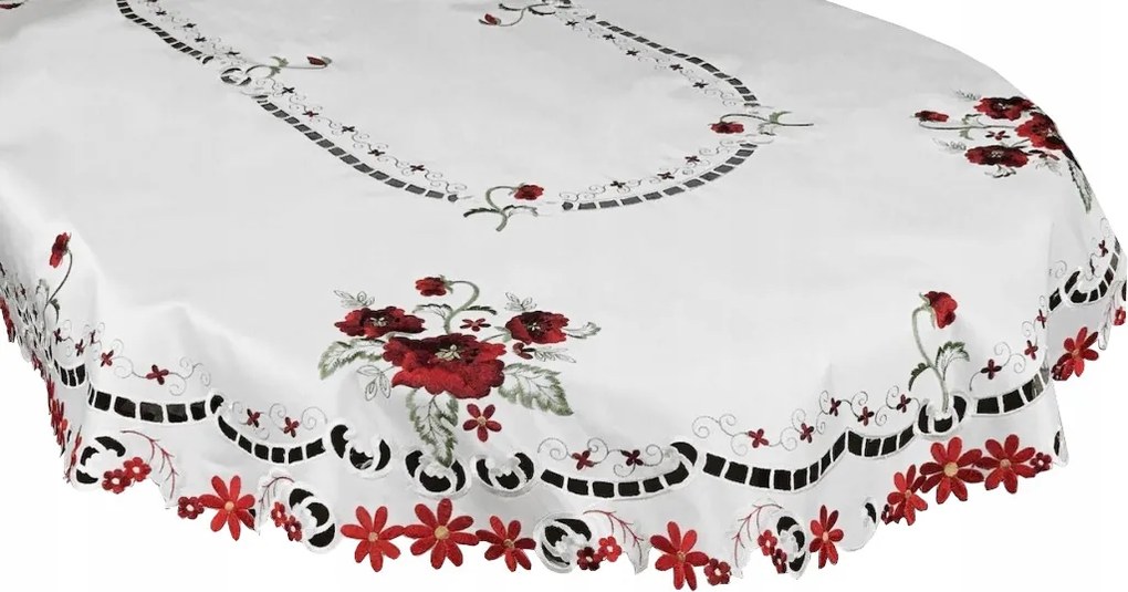 Abrosz Asztalra 110x160 Fehér Dekoratív Virágok