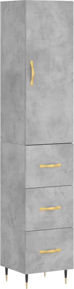vidaXL betonszürke szerelt fa magasszekrény 34,5x34x180 cm