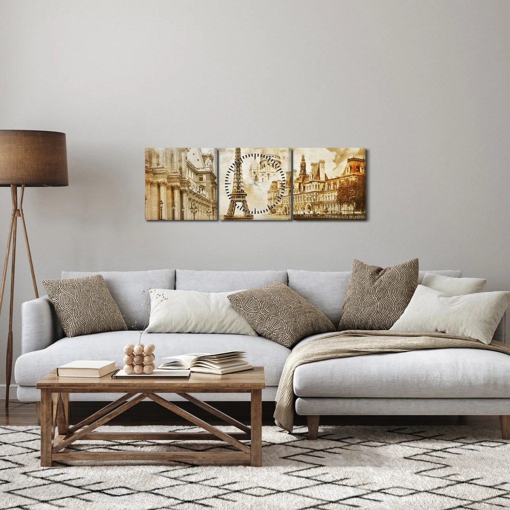 Kép - Párizsi műemlékek (órával) (90x30 cm)