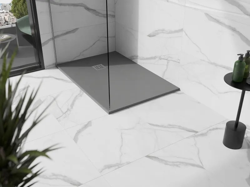 Mexen Stone+ 120 x 100 cm-es, szürke-beton hatású, téglalap alakú kompozit zuhanytálca - 44611012