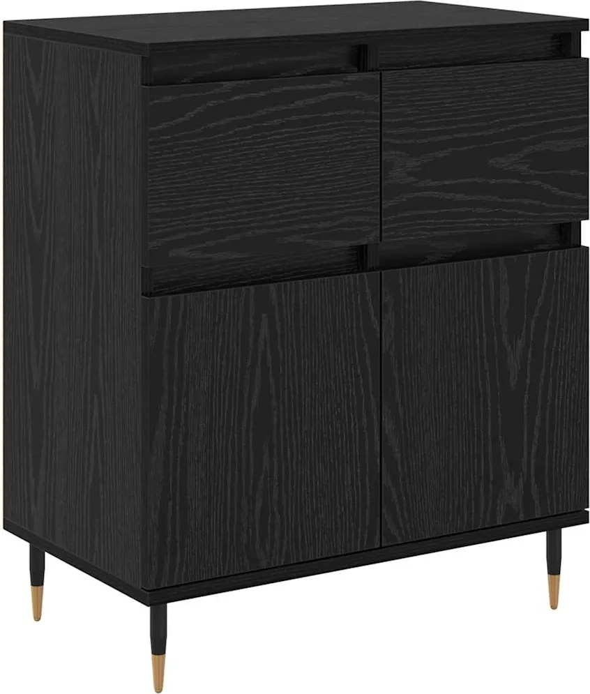vidaXL Széf fiókkal Fekete tölgy 60 x 35 x 70 cm Műszaki fa és vas