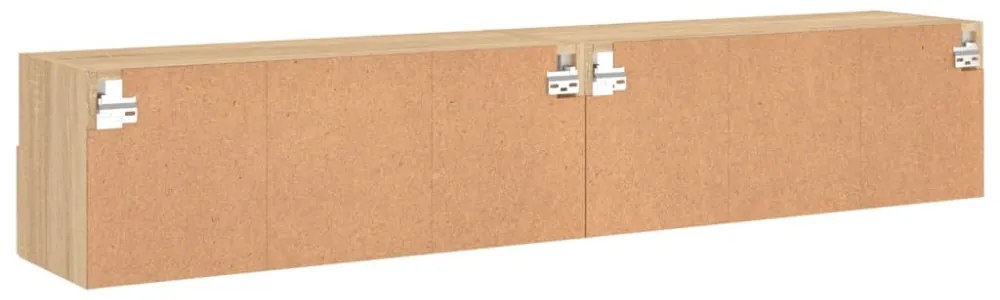 2 db sonoma tölgy színű szerelt fa fali TV-szekrény 80x30x30 cm