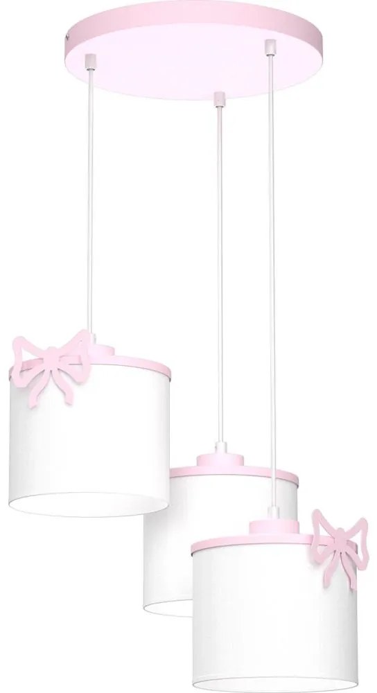 Gyerek csillár zsinóron SWEET 3xE27/15W/230V fehér/rózsaszín/pillangó