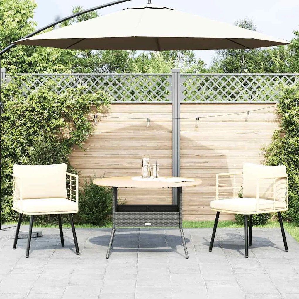 2 db természetes polyrattan kerti szék párnákkal