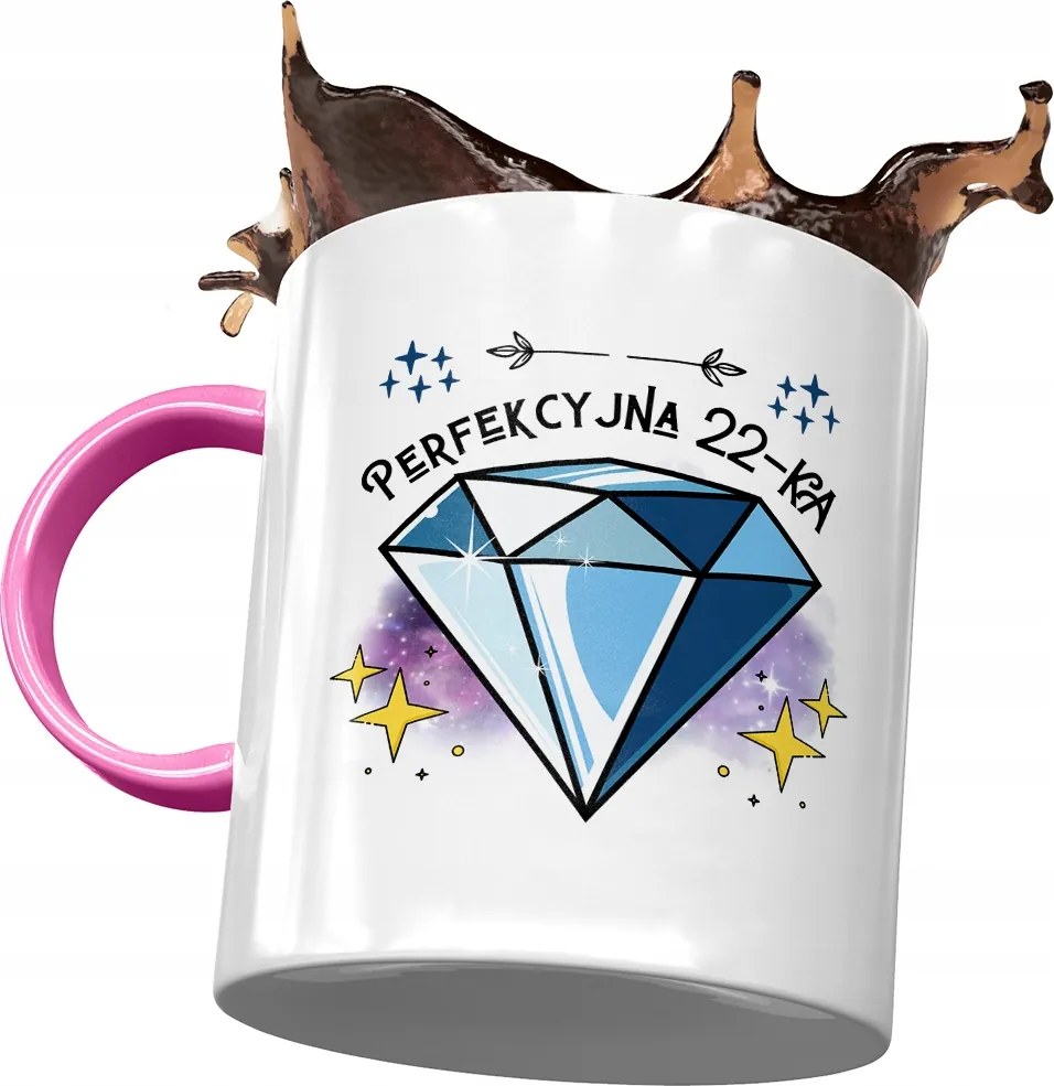 Rózsaszín Bögre Születésnapra 22 22. 22. Ajándék Nyomtatott Fotóval