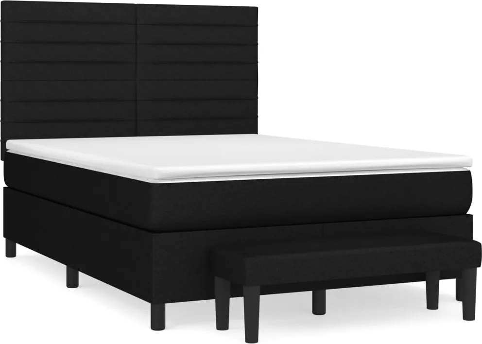 vidaXL fekete szövet rugós ágy matraccal 140 x 190 cm